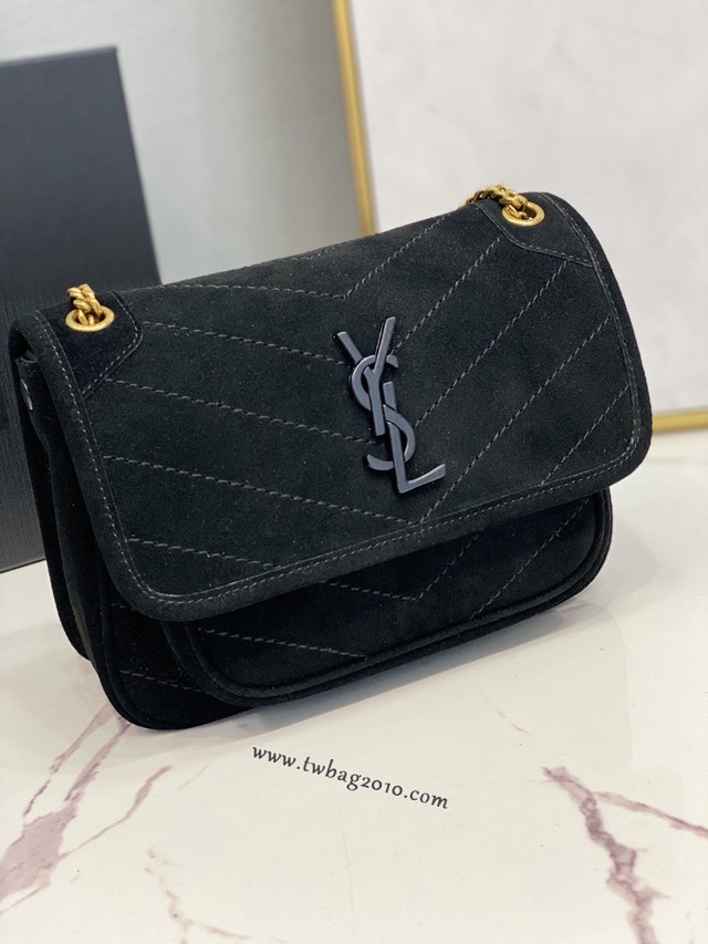 YSL专柜款女包 聖羅蘭經典款MONOGRAM翻蓋麂皮手袋 YSL肩背斜挎包 533037  jjh1072